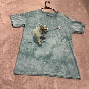 The Mountain Shirt Mens Large Green Tie-Dye Chameleon Lizard Graphic Dyed USA